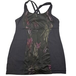 Lululemon Energy Tank Top Midnight Iris Floral Strappy Black Athletic Babydoll